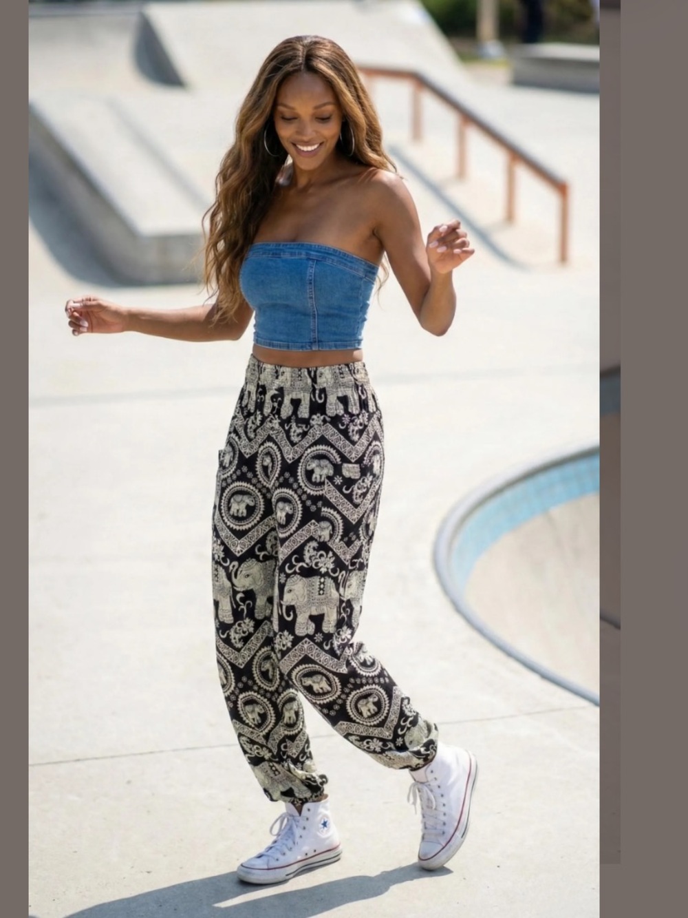 Bohemian Black & Cream Elephant Joggers